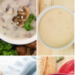 Pinterest graphic with text and collage of cream of chicken soup substitutes.