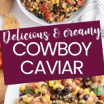 Pinterest graphic with text and collage of cowboy caviar.