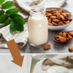 Pinterest graphic with text and a collage of almond milk and buttermilk.