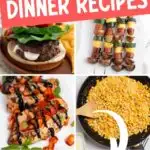 Pinterest graphic with text and photo collage of different summer dinner recipes.