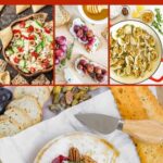 Pinterest graphic with text and a collage of Christmas appetizers and finger foods.