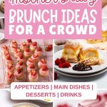 Pinterest graphic with text and a collage of Mother's Day brunch ideas.
