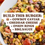 Pinterest graphic with text and a collage of burger bar ideas.
