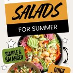 Pinterest graphic with text for high protein salads with corresponding images.