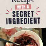 Pinterest graphic with photo of oatmeal and text that reads "protein oatmeal recipe with a secret ingredient."