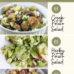 Pinterest graphic with text and unique potato salad recipes.