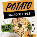 Pinterest graphic with text and unique potato salad recipes.