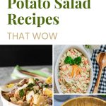 Pinterest graphic with text and unique potato salad recipes.