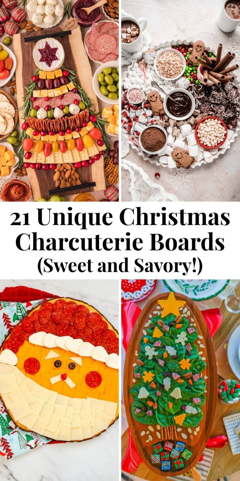 Pinterest graphic with text and a collage of Christmas charcuterie boards.