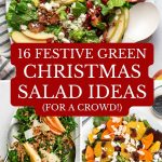 Pinterest graphic with text and a collage of Christmas salad recipes.
