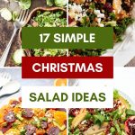 Pinterest graphic with text and a collage of Christmas salad recipes.