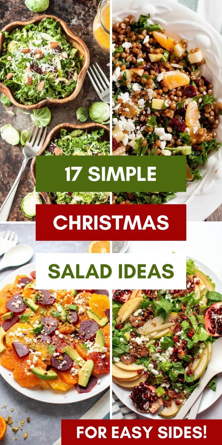 Pinterest graphic with text and a collage of Christmas salad recipes.